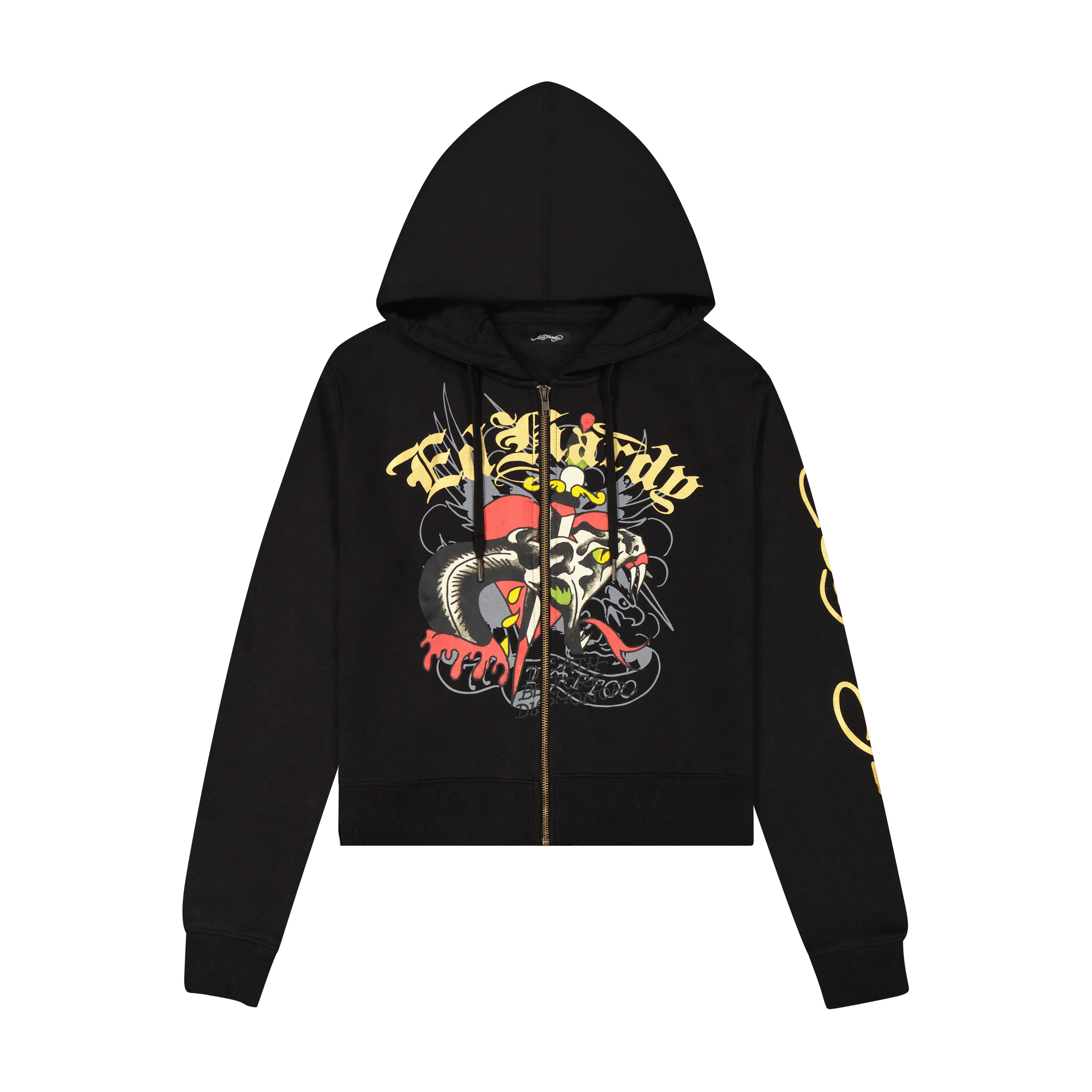 Front Zip Snake Heart Snake Zip Front Hoodie - Ed Hardy