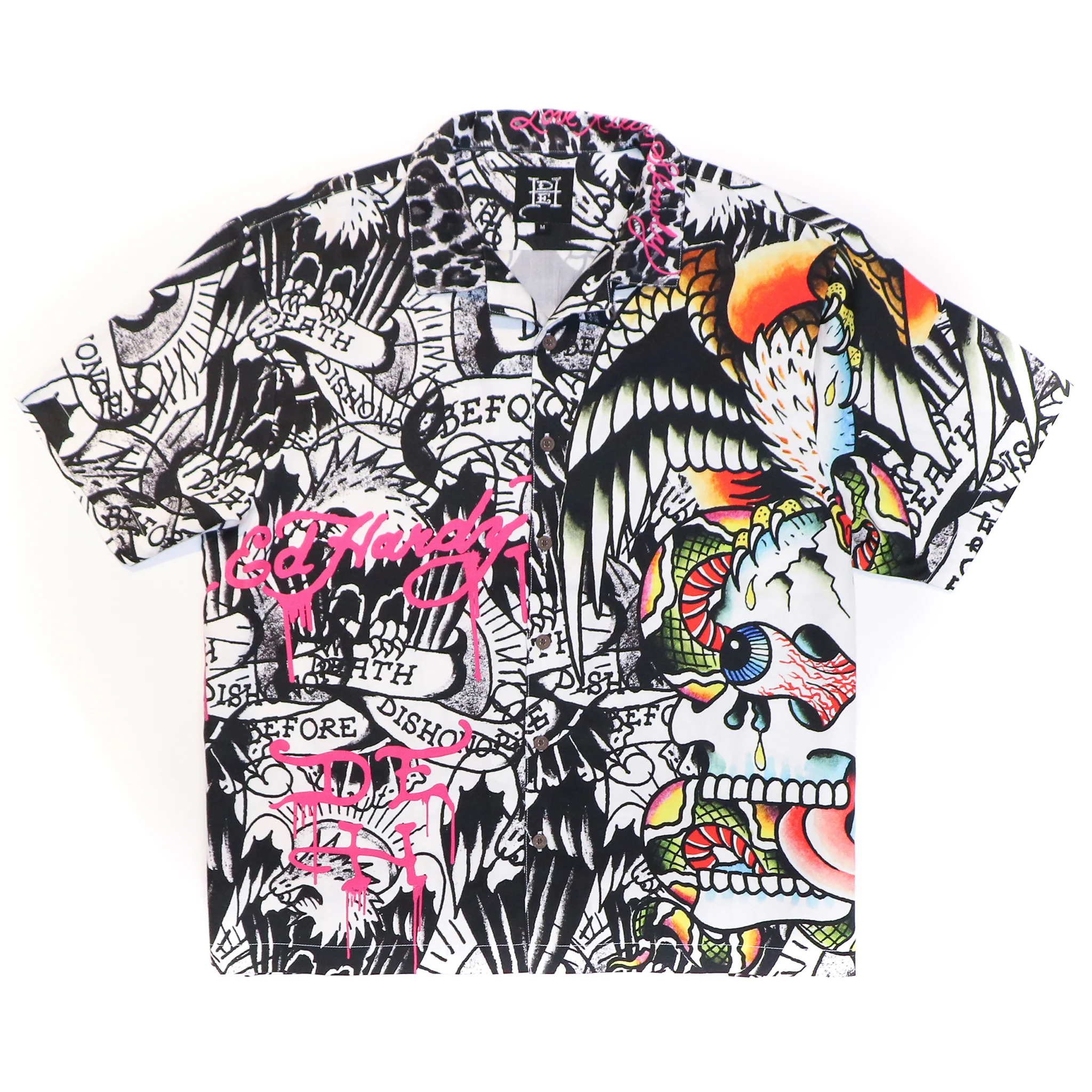 Battle Skull Boxy Camp Shirt - Ed Hardy